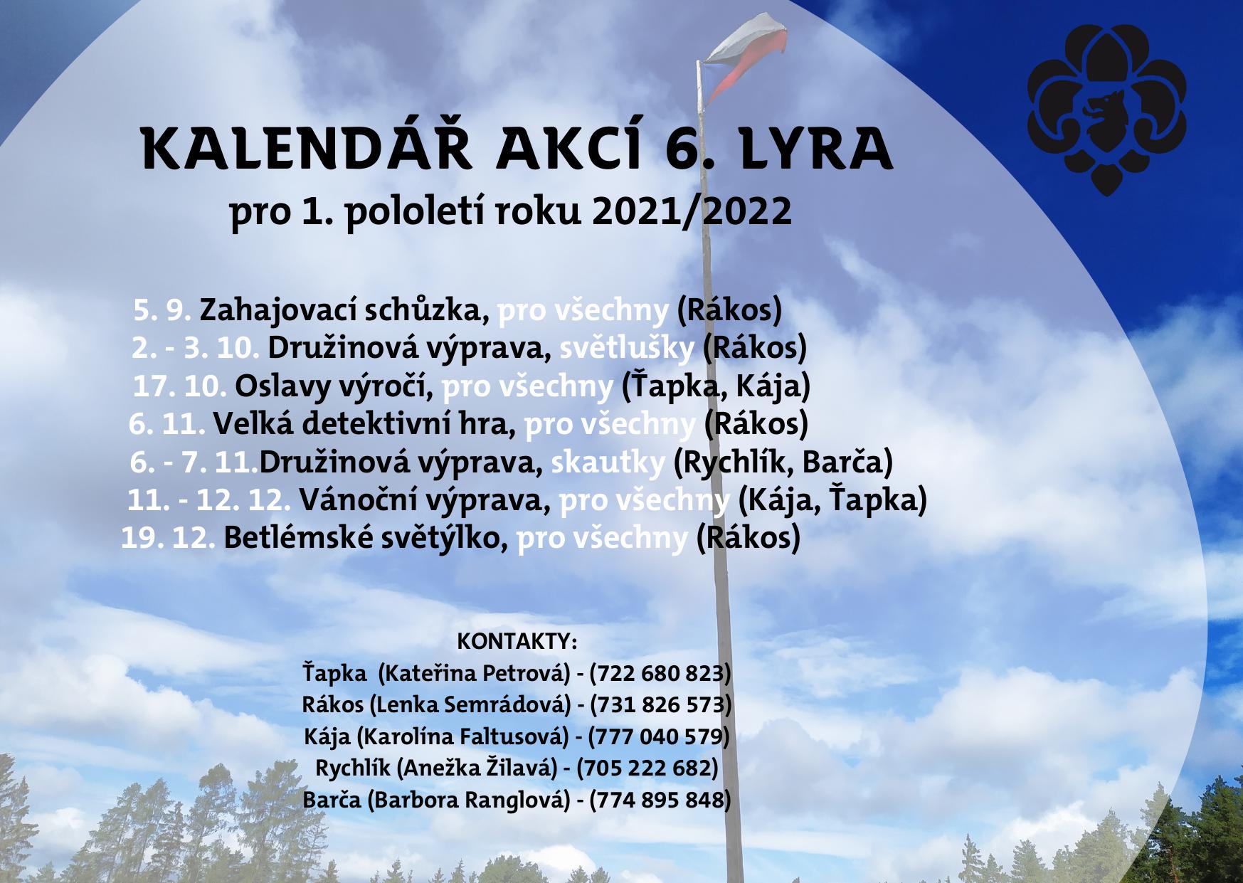 Kalendář akcí na 1. pololetí 2021/2022