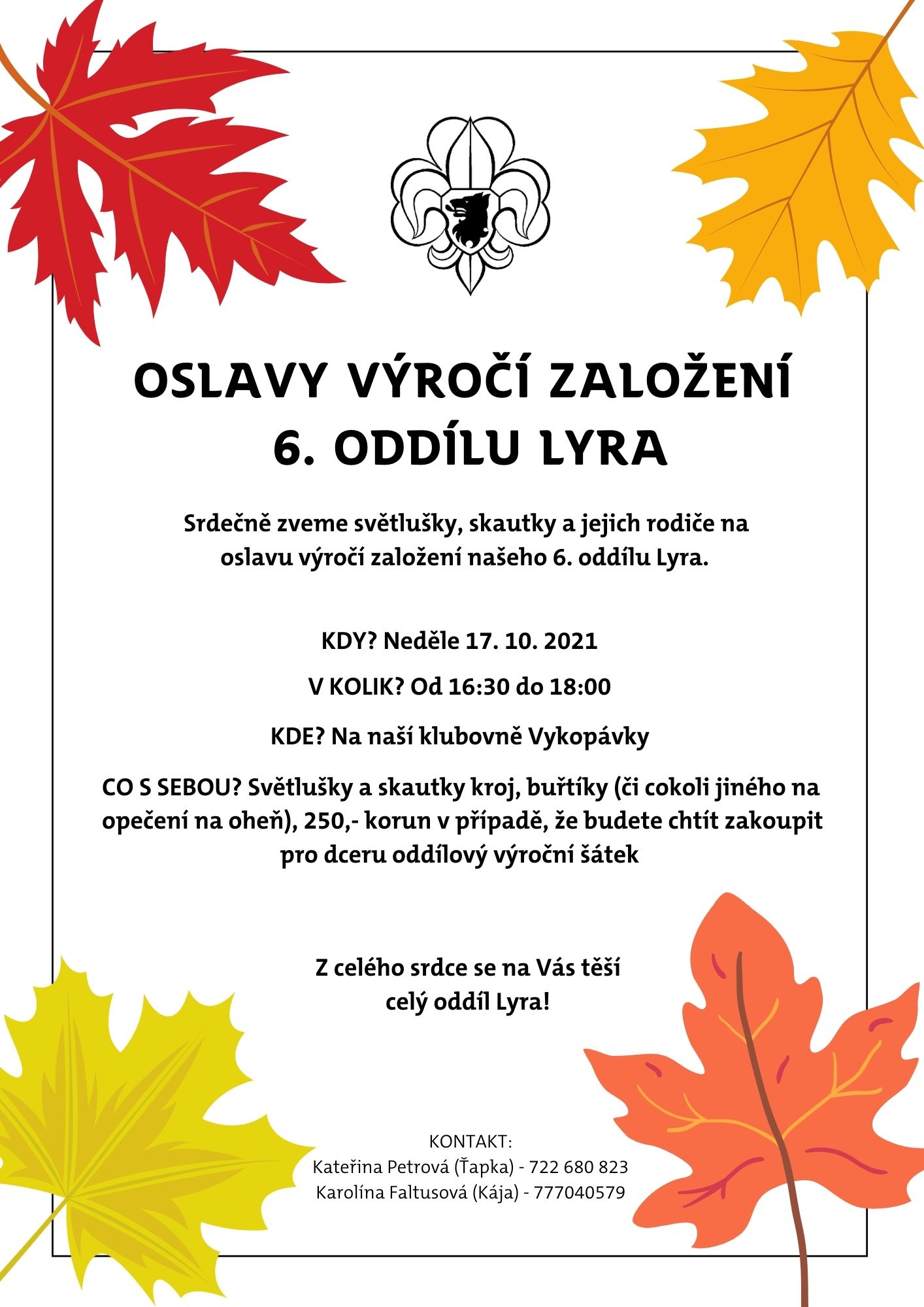 Oslavy výročí založení oddílu 17. 10.